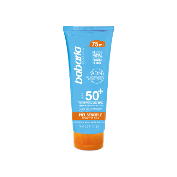 باباريا  سائل الوجه للبشرة الحساسة بعامل حماية من الشمس (SPF 50+).