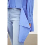 Setre Blue Asymmetrical Detailed Pocket Long Sleeve Shirt - Image 6