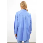 Setre Blue Asymmetrical Detailed Pocket Long Sleeve Shirt - Image 7
