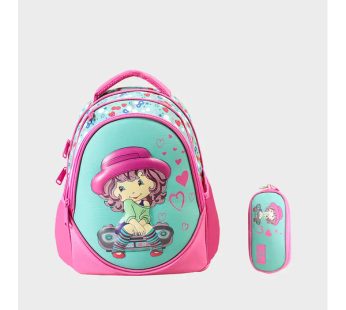 Glossy Bird school backpack with pencil case(Gift 8 pieces school supplies)14 INCH