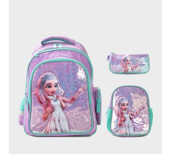 Glossy Bird 3-Piece Set: Backpack With Thermal Lunch Bag & Pencil Case(Gift 8 pieces school supplies)16 INCH