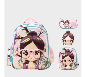 Glossy Bird 4 Pieces Set: Backpack, Thermal Lunch Bag, Pencil Case .and Mask(Gift 8 pieces school supplies)15 INCH