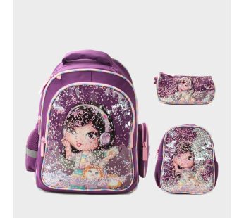 Glossy Bird 3-piece set: tote bag with thermal lunch bag and a pencil case(Gift 8 pieces school supplies)16 INCH