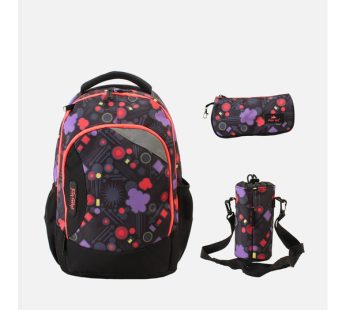 Glossy Bird Backpack with bottle bag and pencil case(Gift 8 pieces school supplies)16 INCH