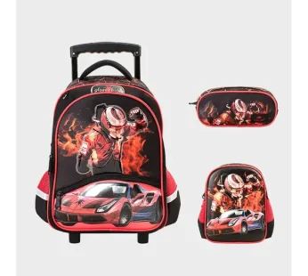 Glossy Bird 3 Pieces Set: 16 inch Trolley Bag with Thermal Lunch Bag and Pencil Case(Gift 8 pieces school supplies)