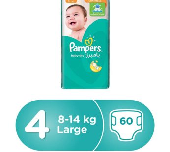 Pampers Baby-Dry Diapers Size 4 8-14 kg 60 Count60 Count