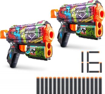 X-Shot Skins Flux Dart Blaster 2PK – Graffiti, 16 Darts by ZURU