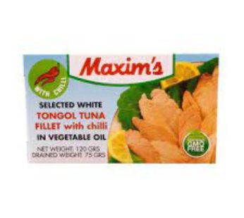 Maxim’s  White Tongol Tuna chilli fillet in vegetable oil Canned 120gm120 gm