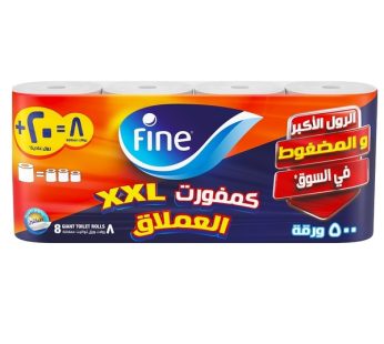 FINE Toilet Tissue Comfort XXL Giant 500 Sheets 2 ply 8 Rolls500 Sheets 2 ply 8 Rolls